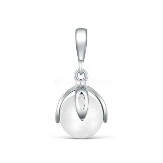 Подвеска из серебра с лунным камнем родированная