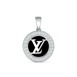 Подвеска из серебра с чёрным агатом и фианитами родированная - LV