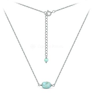 Колье из родированного серебра с ларимаром