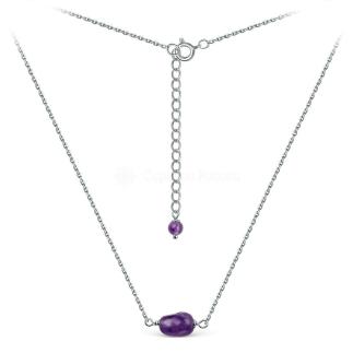 Колье из родированного серебра с аметистом