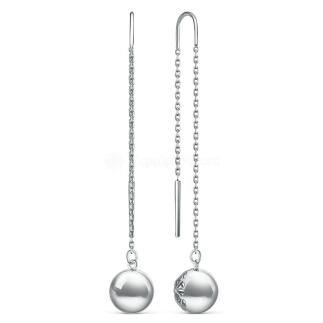 Серьги продёвки сферы из серебра родированные 