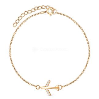 Браслет из золочёного серебра с фианитами - Самолёт