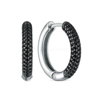 Серьги из серебра с натуральной шпинелью родированные