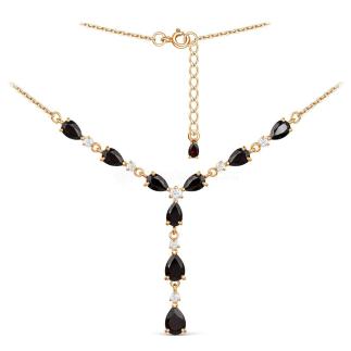 Колье из золочёного серебра с гранатом и фианитами