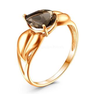 Кольцо из золочёного серебра с раухтопазом