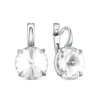 Серьги из серебра с кристаллами премиум Австрия бесцветный родированные