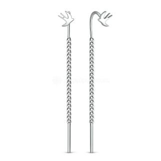 Серьги продёвки из серебра родированные - Ласточки
