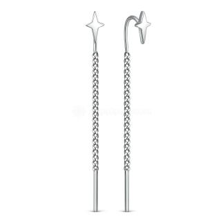 Серьги продёвки из серебра родированные - Звёзды