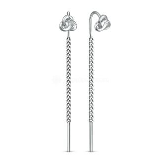 Серьги продёвки из серебра родированные