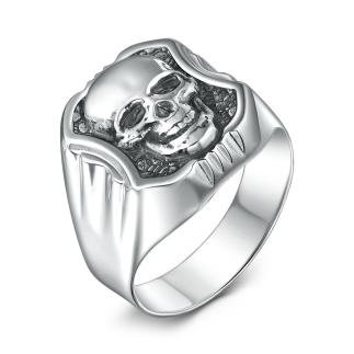 Печатка из чернёного серебра - Череп