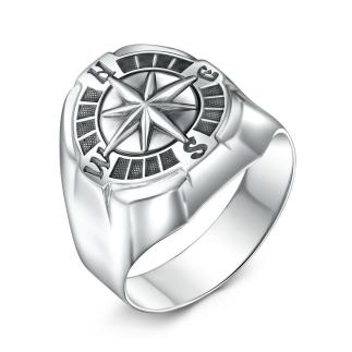 Печатка из чернёного серебра - Роза ветров