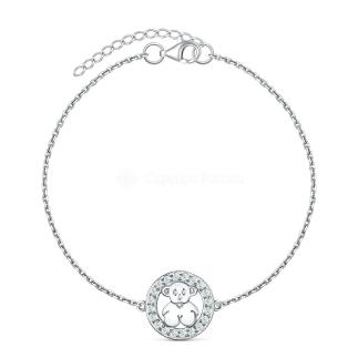 Браслет из серебра с фианитами родированный - Мишка