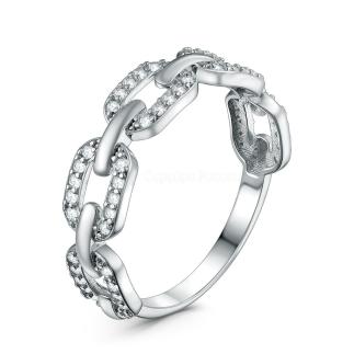 Кольцо из серебра с и фианитами родированное - Цепь