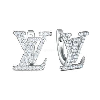 Серьги из серебра с фианитами родированные