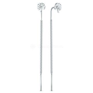 Серьги из серебра родированные - Четырёхлистники