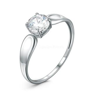 Кольцо из серебра с фианитом родированное
