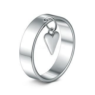 Кольцо из серебра родированное - Сердце