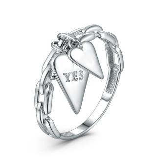 Кольцо цепь с подвесками Сердце - 