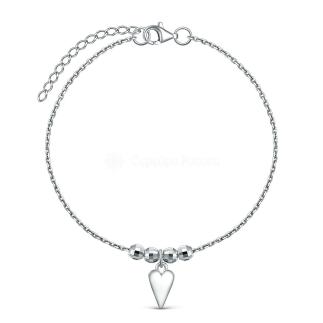 Браслет из серебра родированный -  Cердце