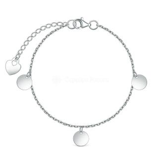 Браслет из серебра родированный - Круги, сердце