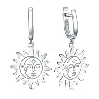 Серьги из серебра родированные - Солнце и луна