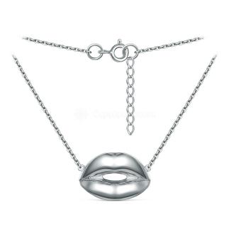 Колье из серебра родированное - Губы