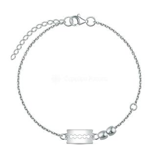 Браслет из серебра родированный - Бритва, подвижные шарики
