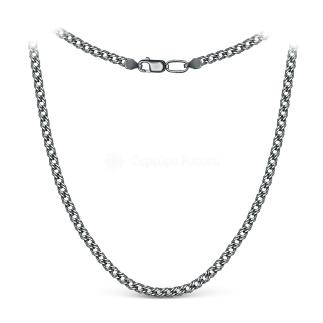 Цепь из чернёного серебра с алмазной огранкой - Двойной ромб, 55 см