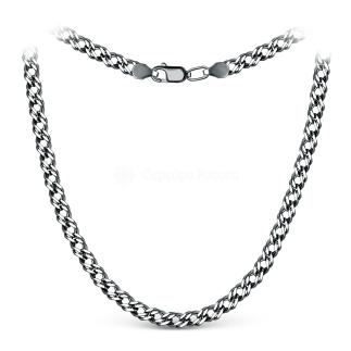 Цепь из чернёного серебра с алмазной огранкой - Двойной ромб, 60 см