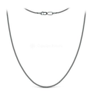 Цепь из чернёного серебра с алмазными гранями - Панцирная, 50 см