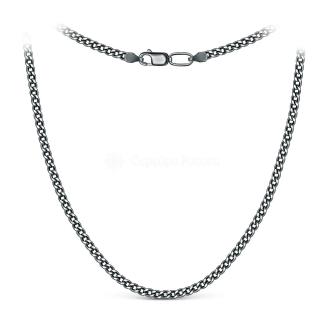 Цепь из чернёного серебра с алмазной огранкой - Панцирь, 60 см