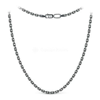 Цепь из чернёного серебра с алмазной огранкой - Якорная, 60 см