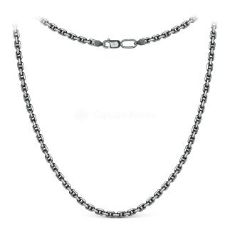 Цепь из чернёного серебра с алмазной огранкой - Якорная, 60 см