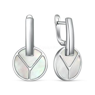 Серьги из серебра с перламутром родированные