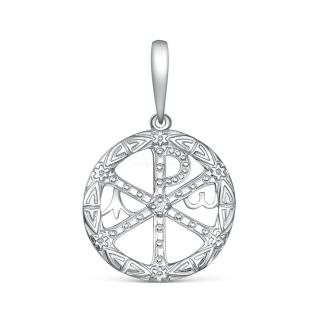 Подвеска из серебра с фианитом родированная - Хризма