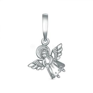 Подвеска из серебра с фианитом родированная - Ангел