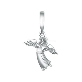 Подвеска из серебра с культивированным жемчугом родированная - Ангел