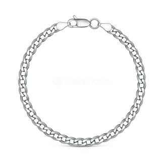 Браслет из родированного серебра с алмазной огранкой - Панцирный, 21 см