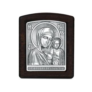 Икона из чернёного серебра с деревом - Казанская Божья Матерь