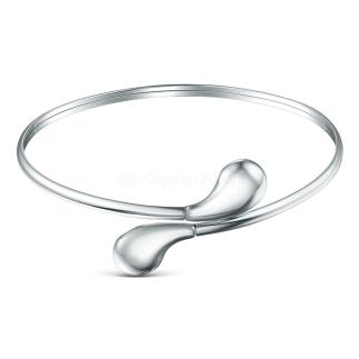 Браслет жесткий разъемный из серебра родированный - Капли