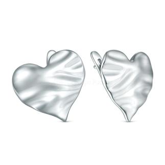 Серьги из серебра родированные - Сердца
