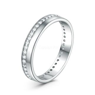 Кольцо из серебра с фианитами родированное
