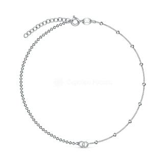 Браслет двойной на ногу из родированного серебра - 23 см