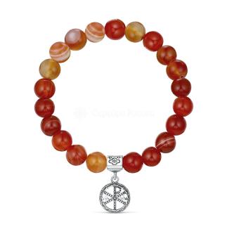 Браслет (на резинке) из бусин сердолика и чернёного серебра - Хризма