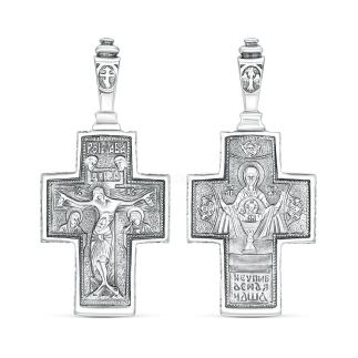 Крест православный из чернёного серебра - Неупиваемая Чаша, молитва Кресту, 3,7 см