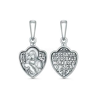 Подвеска религиозная из чернёного серебра - Владимирская Божья матерь (