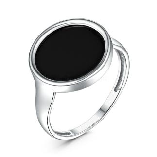 Кольцо из серебра с ониксом родированное