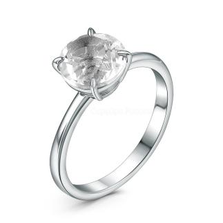 Кольцо из серебра с горным хрусталём родированное