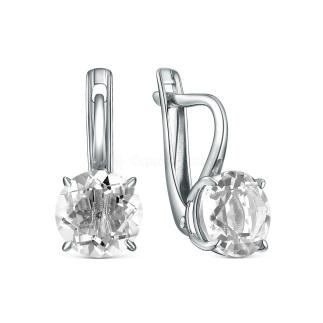 Серьги из серебра с горным хрусталём родированные