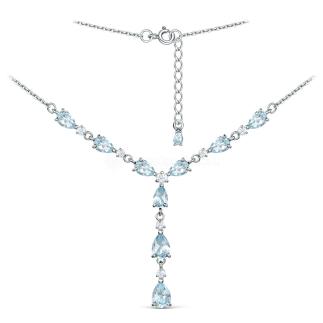 Колье из серебра с топазом и фианитами родированное